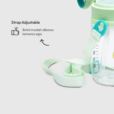 Gambar Appetite Paula Botol Minum Anak Tritan Dengan Sedotan & Strap 350 ml - Hijau