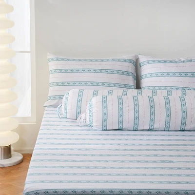 Gambar Sleeplite 180x200 cm Set 5 Pcs Seprai King Microfiber Stripe Dewy