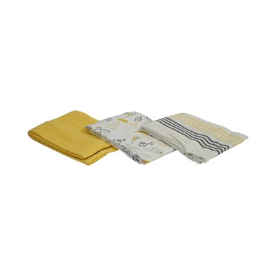 Gambar Forhom Kain Lap Dapur Katun Bird Set 3 pcs - Kuning