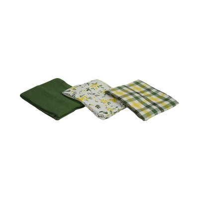 Gambar Forhom Set 3 Pcs Kain Lap Dapur Katun Primrose - Hijau