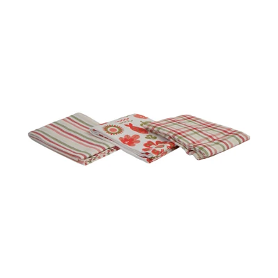 Gambar Forhom Set 3 Pcs Kain Lap Dapur Katun Garden - Merah