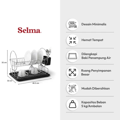 Gambar Selma Maura Rak Piring 2 Tingkat - Hitam/Silver