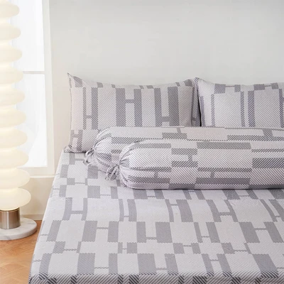 Gambar Sleeplite 160x200 cm Set 5 Pcs Seprai Queen Microfiber Abstrak Faye
