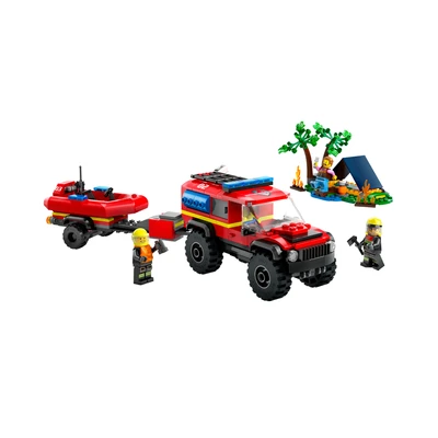 Gambar LEGO 4x4 Fire Truck With Rescue Boat Set 301 Pcs 60412 - Mix