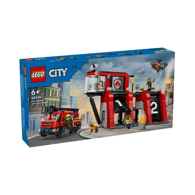Gambar LEGO City Fire Station Fire Truck Set 843 Pcs 60414 - Merah