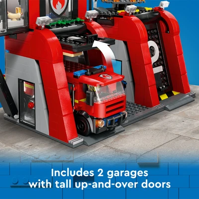 Gambar LEGO City Fire Station Fire Truck Set 843 Pcs 60414 - Merah