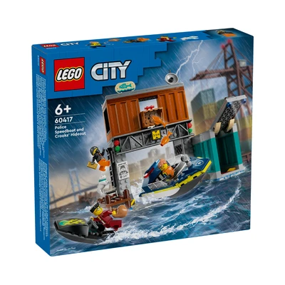Gambar LEGO City  Police Speedboat And Crooks Hideout 60417