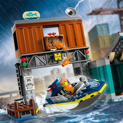 Gambar LEGO City  Police Speedboat And Crooks Hideout 60417