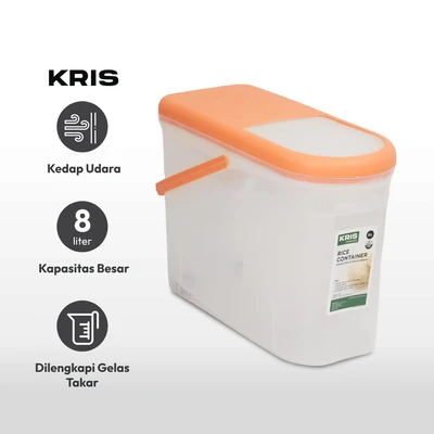 Gambar Kris 8 Ltr Basica Tempat Beras - Oranye