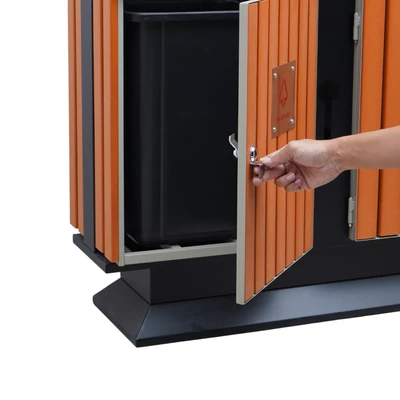 Gambar Krisbow Tempat Sampah Stainless Steel 2 Kompartemen Recycle Outdoor 160 Liter - Cokelat