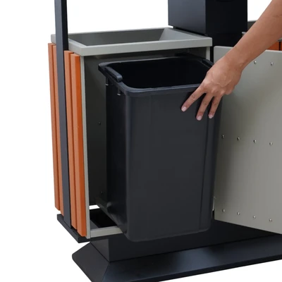 Gambar Krisbow Tempat Sampah Stainless Steel 2 Kompartemen Recycle Outdoor 160 Liter - Cokelat