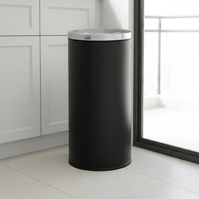 Gambar Krisbow Tempat Sampah Tutup Swing Stainless Steel Round 100 Liter - Hitam