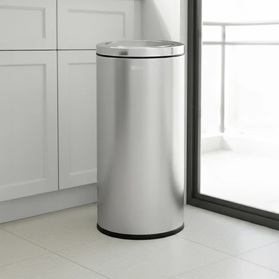Gambar Krisbow Tempat Sampah Tutup Swing Stainless Steel Round 50 Liter - Silver Matt