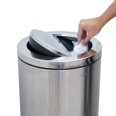 Gambar Krisbow Tempat Sampah Tutup Swing Stainless Steel Round 50 Liter - Silver Matt