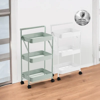 Gambar Stora Rak Troli Lipat 3 Tingkat 43x27x83 cm - Hijau Sage
