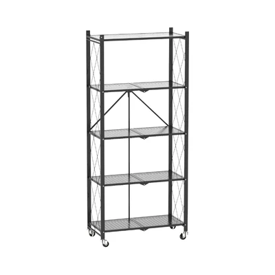 Gambar Stora Rak Penyimpanan 5 Tingkat Foldable 71x37x162 cm - Hitam