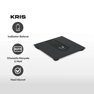 Gambar Kris 30.7x30.7x2.2 Cm Timbangan Badan Digital Dengan Cover - Hitam