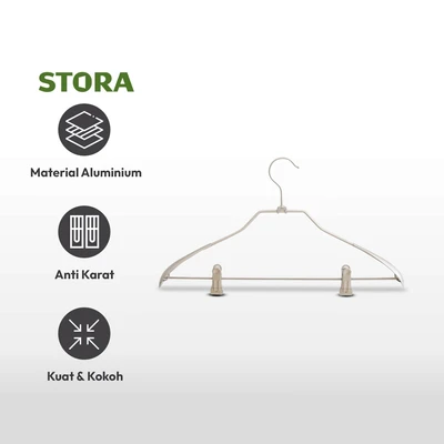 Gambar Stora Hanger Baju Aluminium Dengan Clip 43.5 cm - Abu-Abu