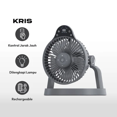 Gambar Kris Kipas Angin Wall Hanging Rechargeable - Abu-Abu