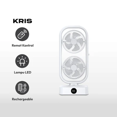 Gambar Kris Kipas Angin Double Rechargeable 10000 mAh - Putih
