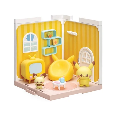 Gambar Takara Tomy Set Minifigure Pokepeace House Living Room Pikachu Pichu - Kuning