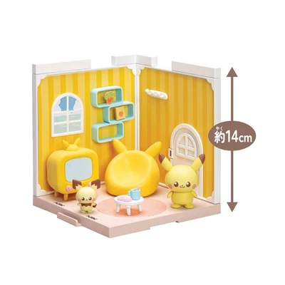 Gambar Takara Tomy Set Minifigure Pokepeace House Living Room Pikachu Pichu - Kuning