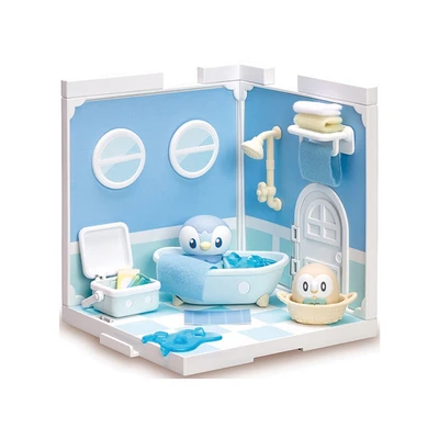 Gambar Takara Tomy Set Minifigure Pokepeace House Bathroom Piplup Rowlet - Biru