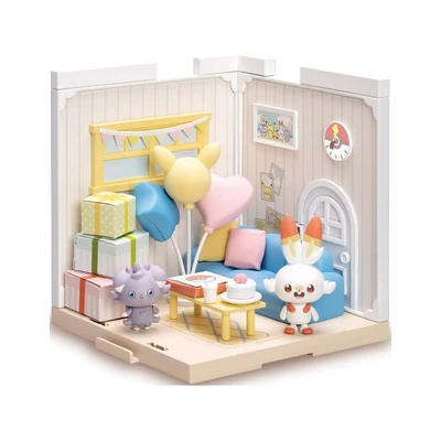 Gambar Takara Tomy Set Minifigure Pokepeace House Lounge Scorbunny Espurr - Krem