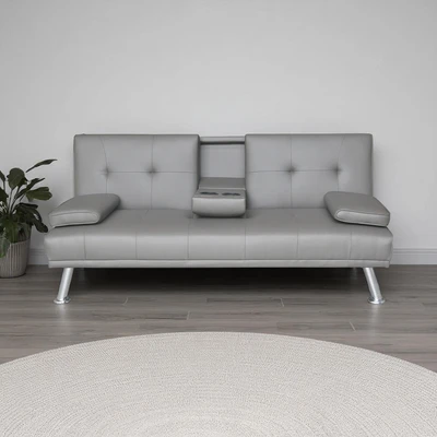 Gambar Informa Geni Sofa Bed Kulit Dengan Console A15 - Abu-Abu
