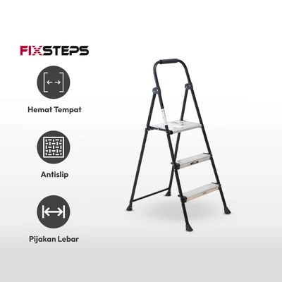 Gambar Fixsteps 1.1 Mtr Tangga Lipat Aluminium Basic 3 Step - Hitam