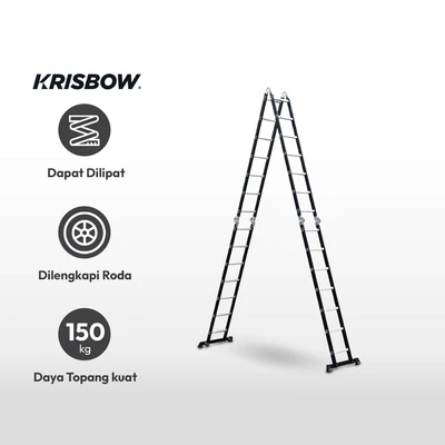 Gambar Krisbow 7.13 mtr Tangga Aluminium Multifungsi 4x7 Step - Hitam