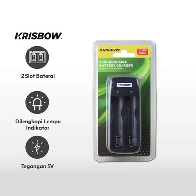 Gambar Krisbow Charger Baterai 2 Slot 18650 5v