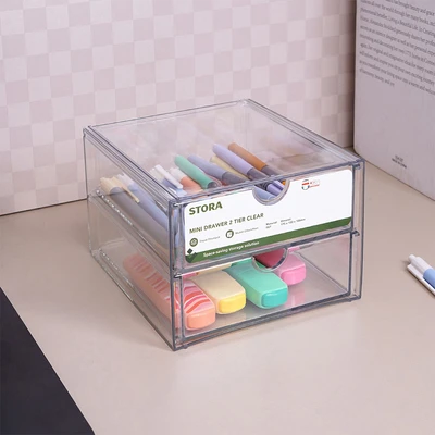 Gambar Stora Laci Penyimpanan Mini 2 Tingkat Clear