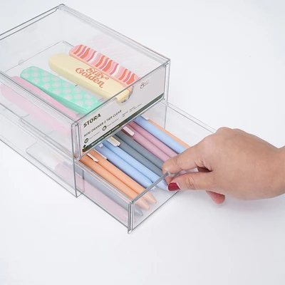 Gambar Stora Laci Penyimpanan Mini 2 Tingkat Clear
