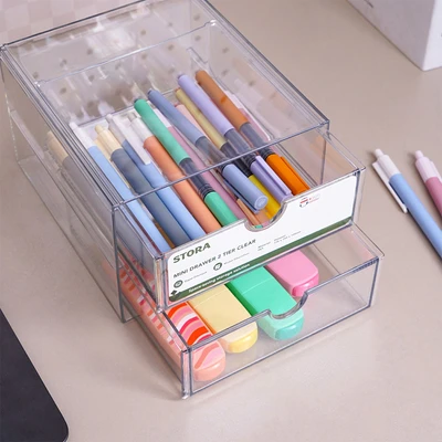 Gambar Stora Laci Penyimpanan Mini 2 Tingkat Clear