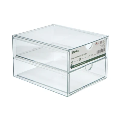 Gambar Stora Laci Penyimpanan Mini 2 Tingkat Clear