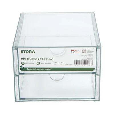 Gambar Stora Laci Penyimpanan Mini 2 Tingkat Clear
