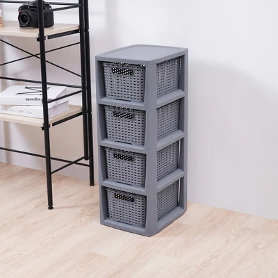 Gambar Stora Laci Penyimpanan 4 Tingkat Woven - Abu-Abu