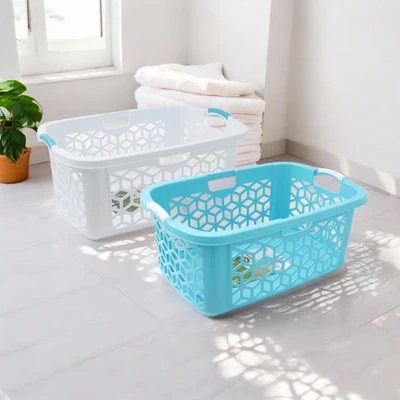 Gambar Stora Keranjang Laundry Geometric 72 Liter - Biru