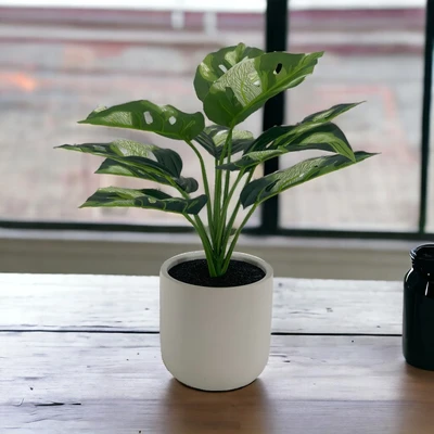 Gambar Arthome Tanaman Artifisial Monstera Dengan Pot 12.5x12.5x41 cm - Hijau