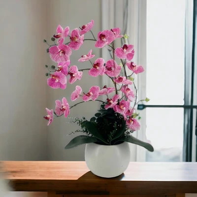 Gambar Arthome 29 Cm Bunga Artifisial Orchid Dengan Pot - Ungu