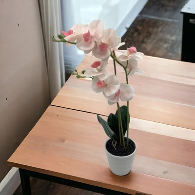 Gambar Arthome Bunga Artifisial Orchid 2 Tangkai Dengan Pot 51 cm - Peach