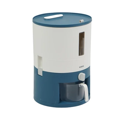 Gambar Kris Tempat Beras Plastik Rotary 7.5 Liter - Putih/Biru