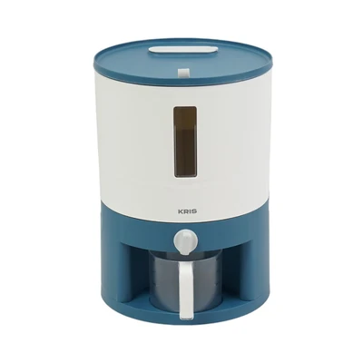 Gambar Kris Tempat Beras Plastik Rotary 7.5 Liter - Putih/Biru