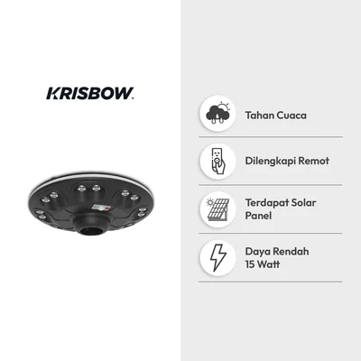 Gambar Krisbow Lampu Taman Ring Solar 15 Watt 1000 Lumen Natural White - Hitam