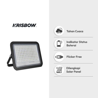 Gambar Krisbow Lampu Sorot LED Solar Horizontal 10 Watt 1200 Lumen - Hitam