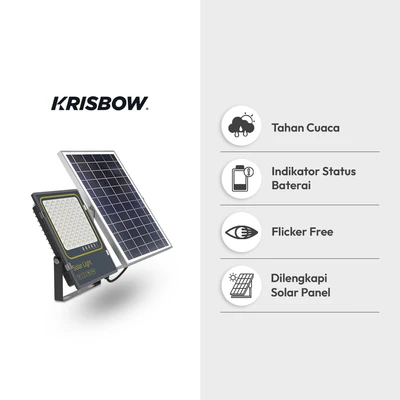 Gambar Krisbow Lampu Sorot LED Solar Vertical 25 Watt 2500 Lumen - Hitam