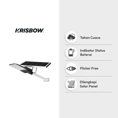 Gambar Krisbow Lampu Jalan LED Solar Separated 50 Watt 6300 Lumen - Hitam