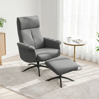 Gambar Informa Clove Kursi Recliner Fabric 1 Seater Dengan Ottoman - Abu-Abu