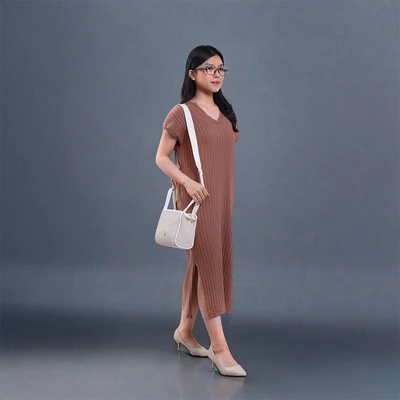 Gambar THYS Tas Selempang Woven Straw Small - Cokelat